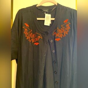 New w/ Tags  Torrid Cardigan with Cute Orange Bat Detail. 3x